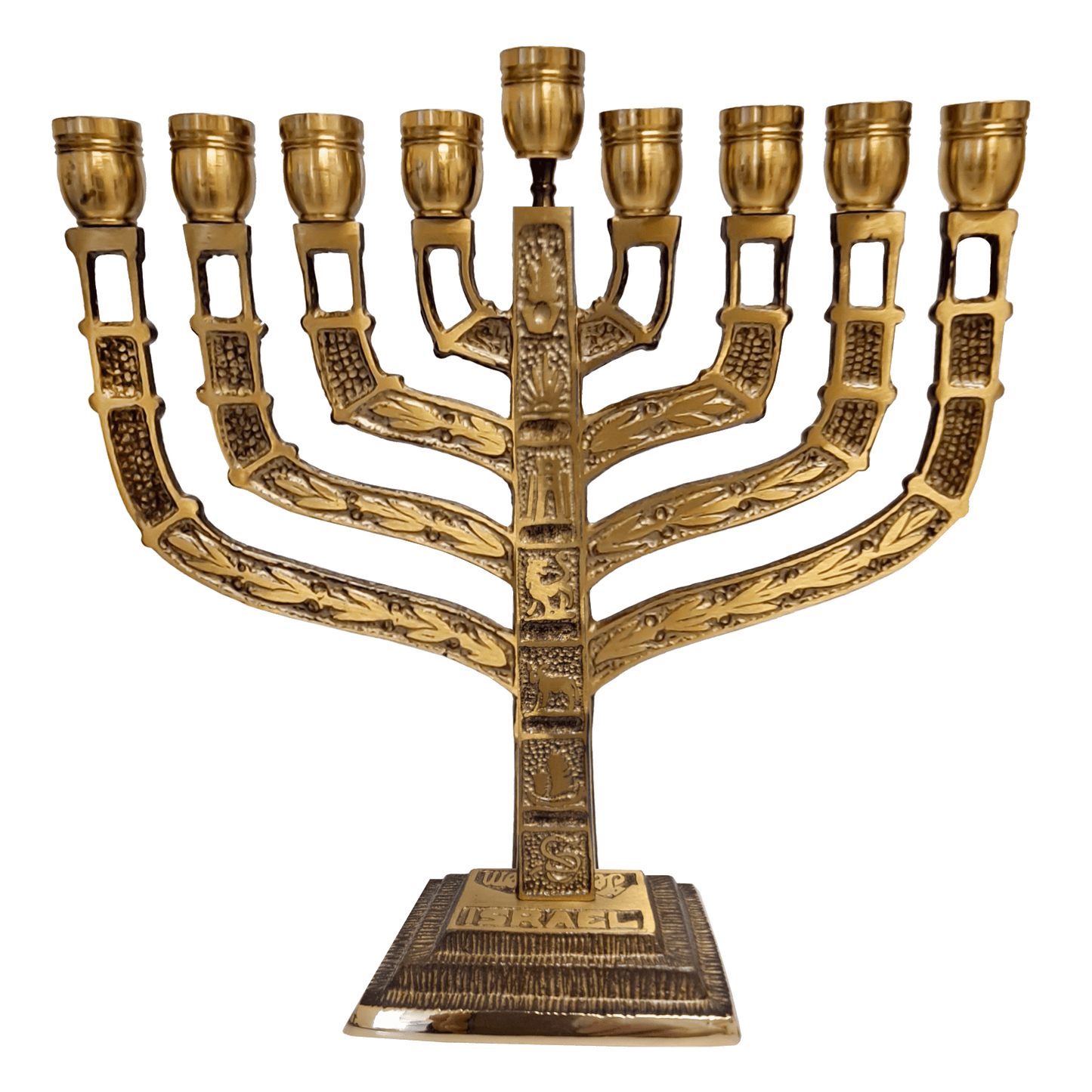 Twelve Tribes Brass Hanukkiah