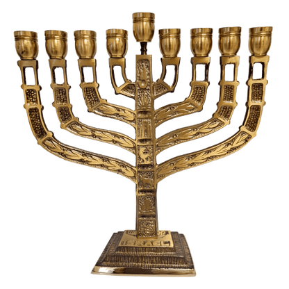 Twelve Tribes Brass Hanukkiah