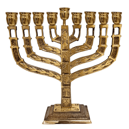 Twelve Tribes Brass Hanukkiah