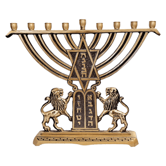 Lion of Judah Brass Hanukkiah