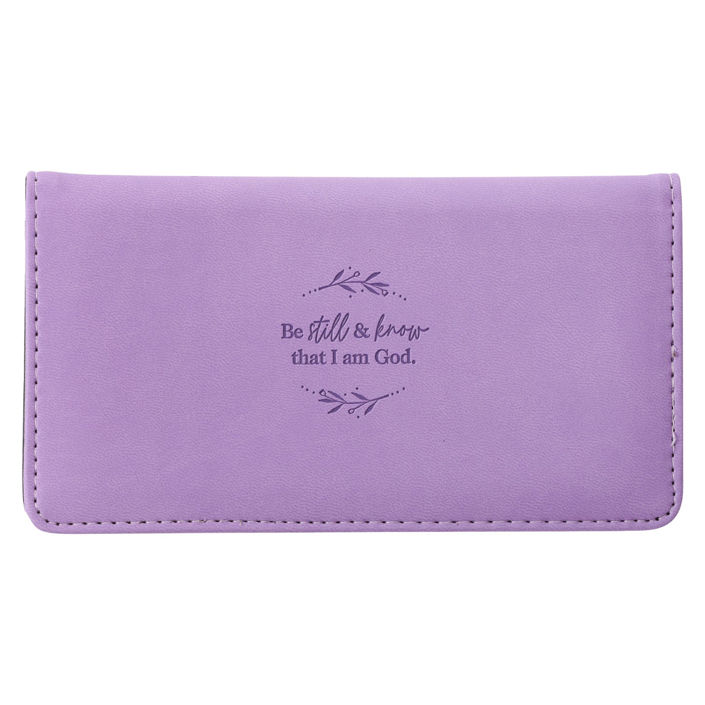 Be Still and Know Lilac Purple Faux Leather Checkbook Wallet - Psalm 46:10
