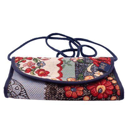 Clutch/crossbody purse with a traditional Beduin floral patchwork pattern