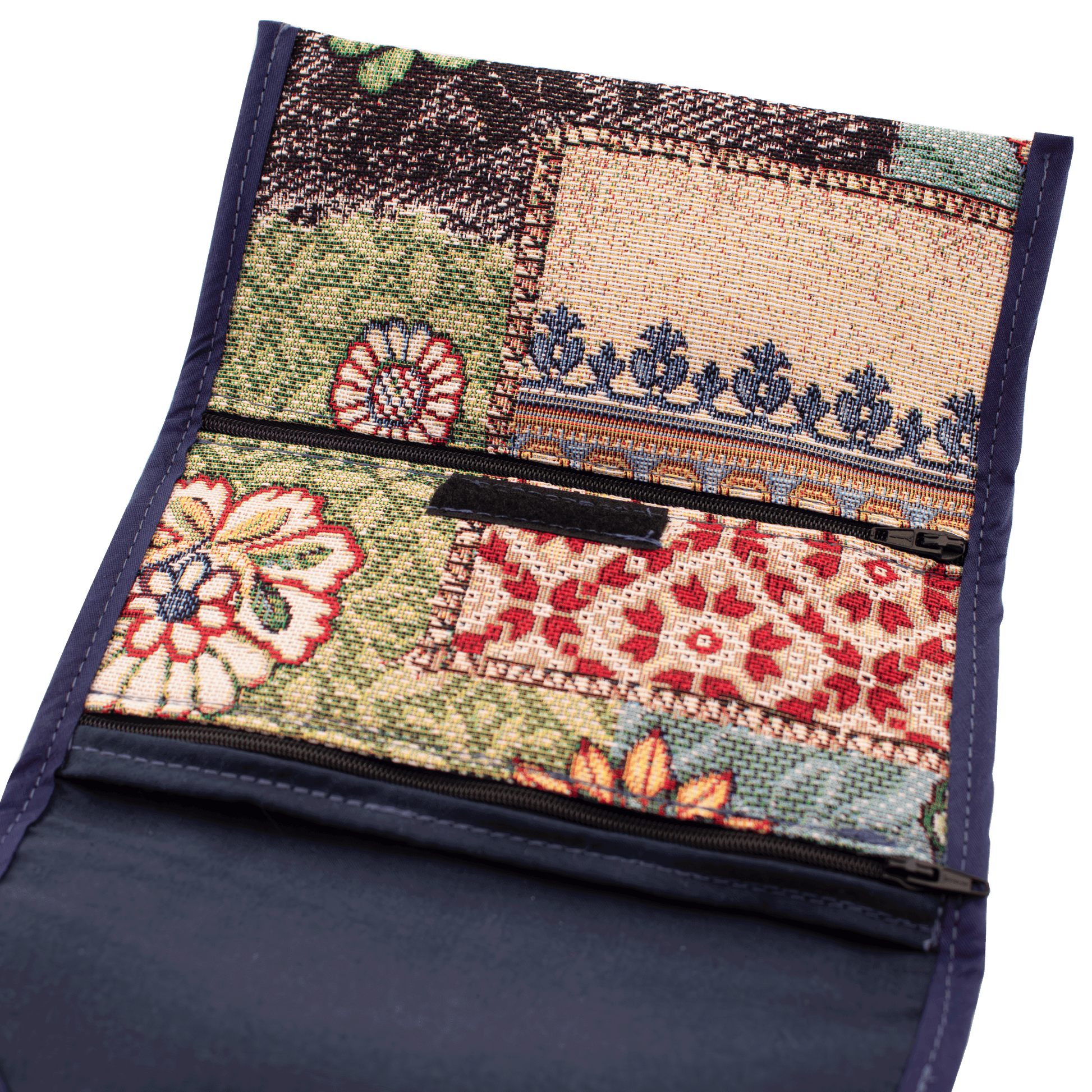 Clutch/crossbody purse with a traditional Beduin floral patchwork pattern