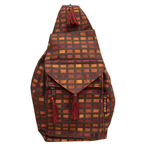 Rania Backpack/Shoulder Bag Large - Maroon Tile