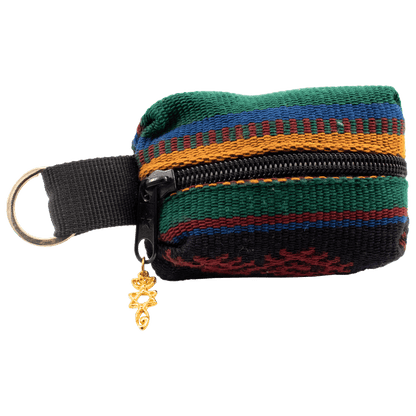 Green blue red and yellow mini pouch keychain