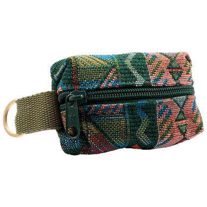 mini pouch keychain tribal pattern green blue red and yellow
