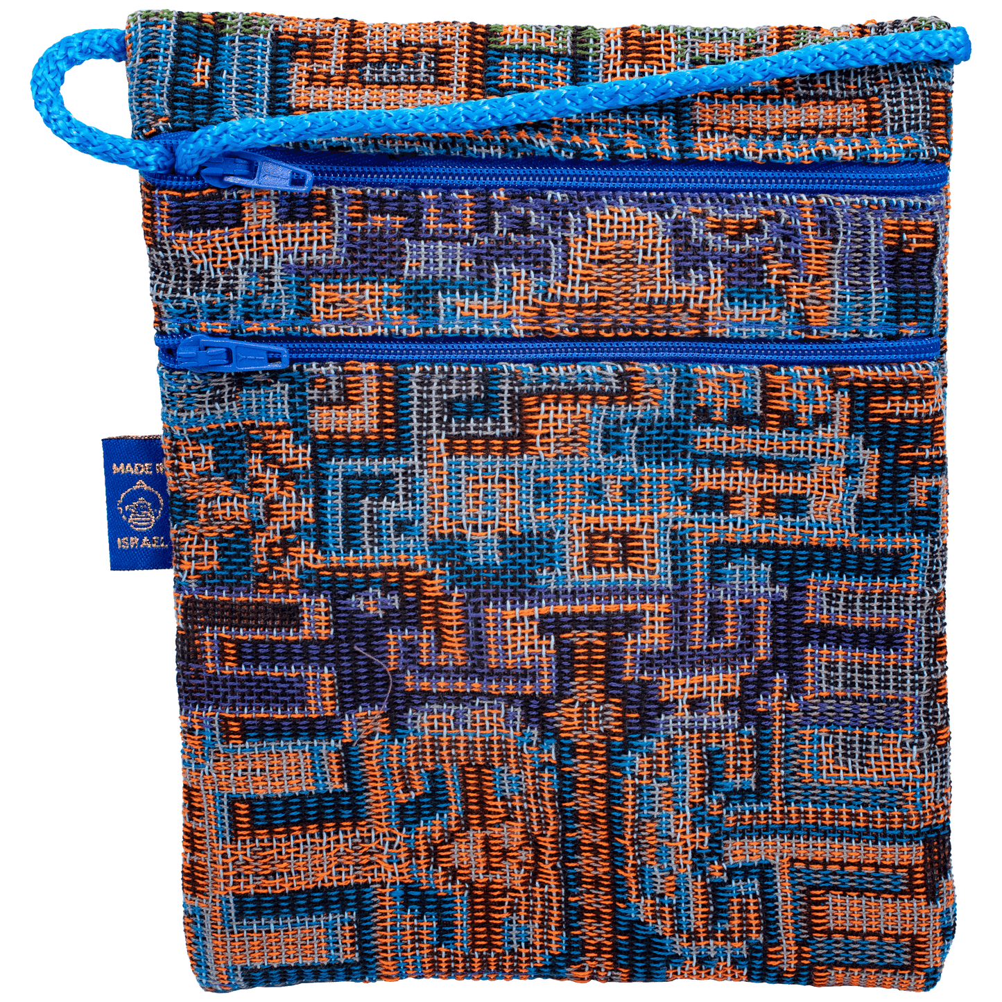 Crossbody purse with Blue purple and orange Tribal pattern