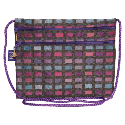 A Handcrafted Purple Tile Oblong Large Crossbody Bag