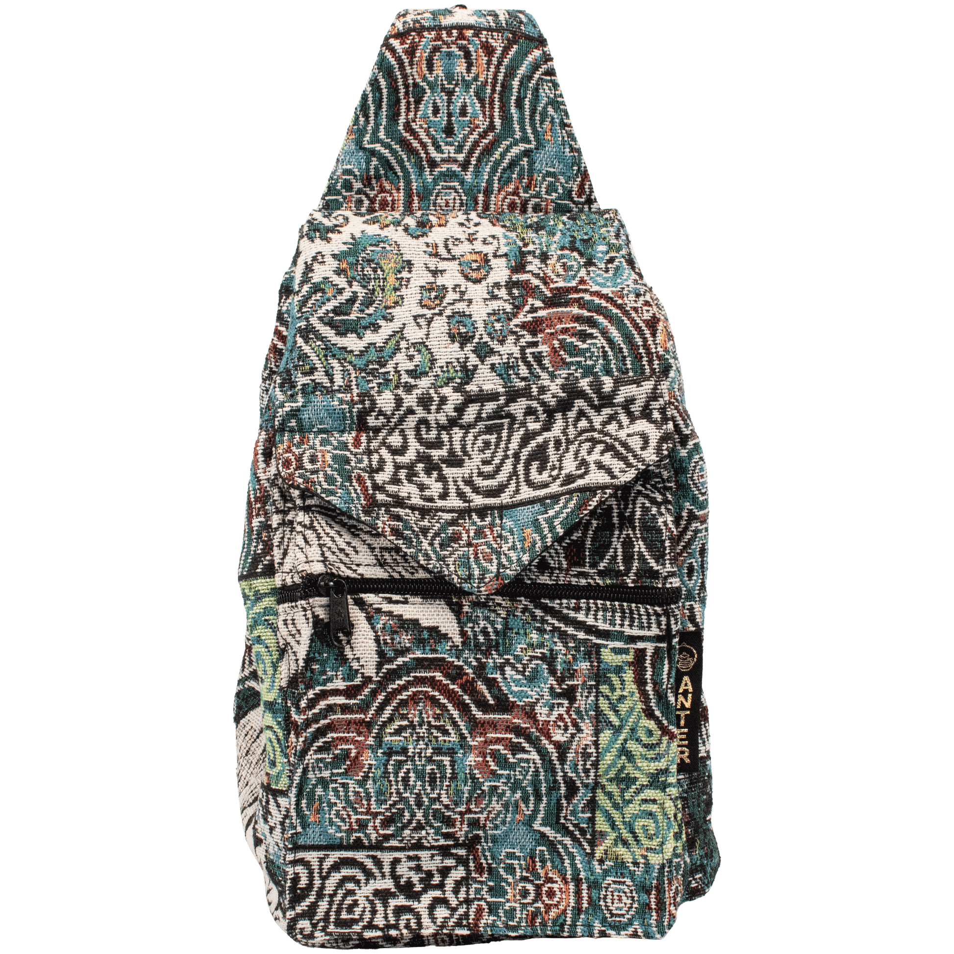 Convertible backpack shoulder bag black blue red floral and multi-pattern design