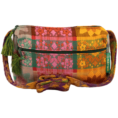 Medium crossbody shoulder bag vibrant color block floral pattern