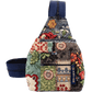 Convertible Backpack to Shoulder bag navy green and red floral patchwork