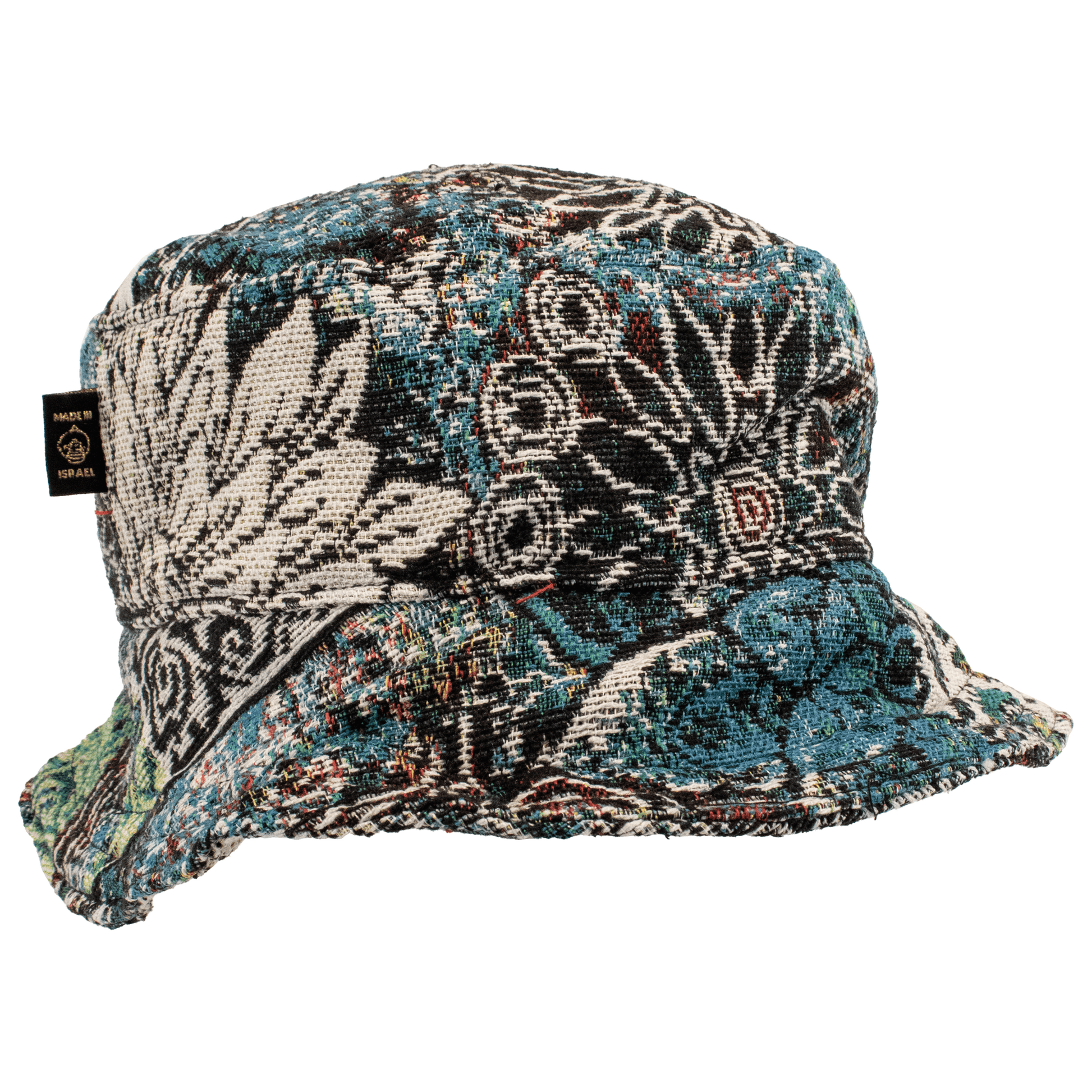 Bucket Hat with deep blue and green tones floral forest pattern