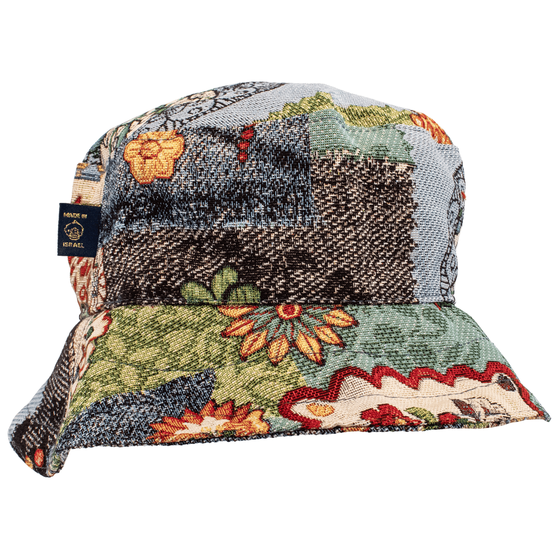 Bucket hat with floral patchwork