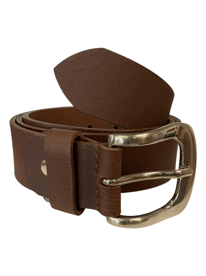 Handcrafted reddish brown genuine leather belt