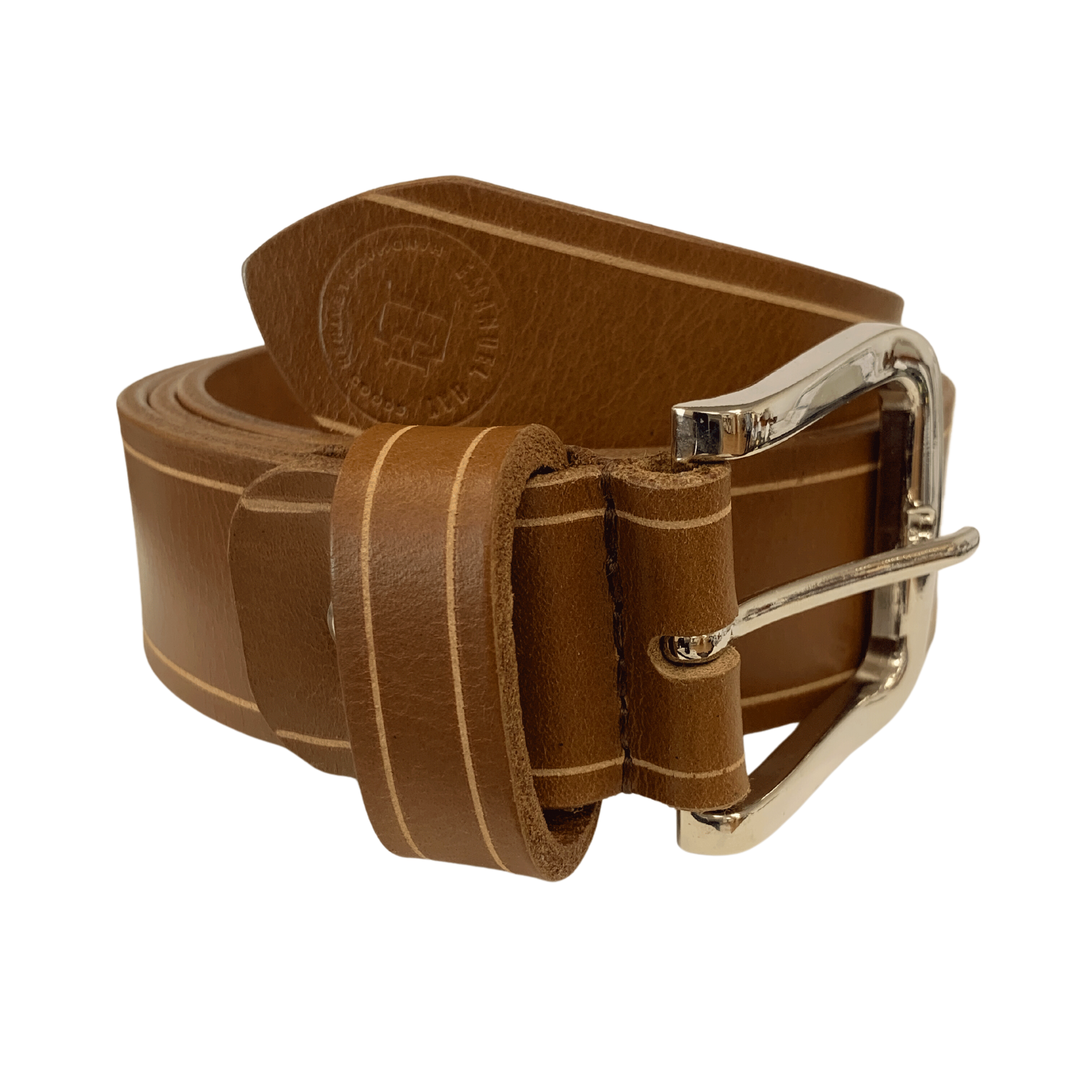 Handcrafted tan genuine leather belt