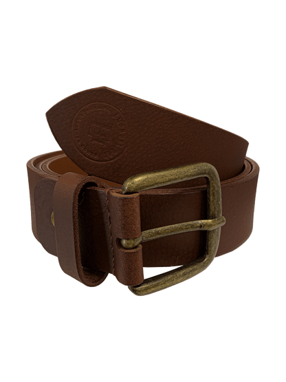 Handcrafted reddish brown genuine leather belt