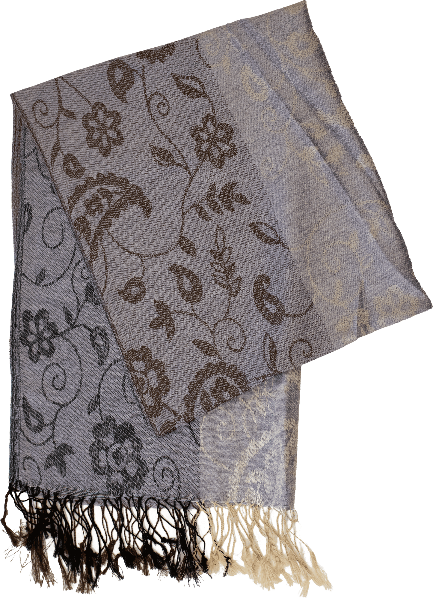 Blue gray striped paisley scarf