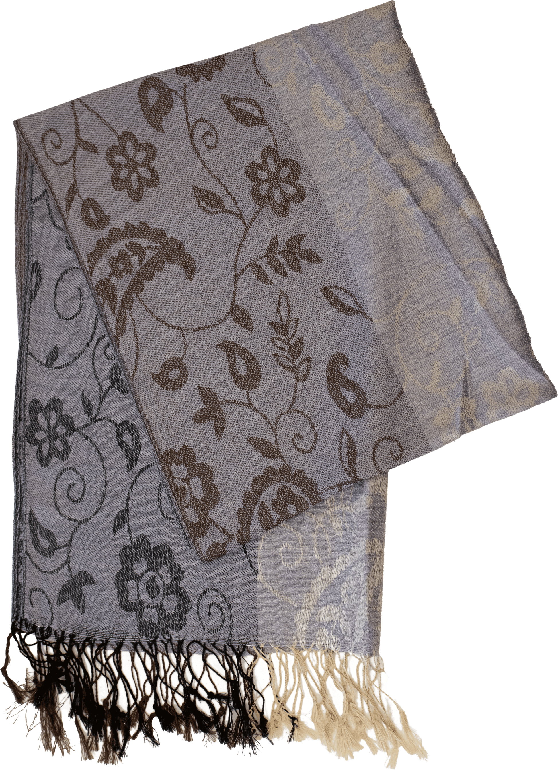 Blue gray striped paisley scarf