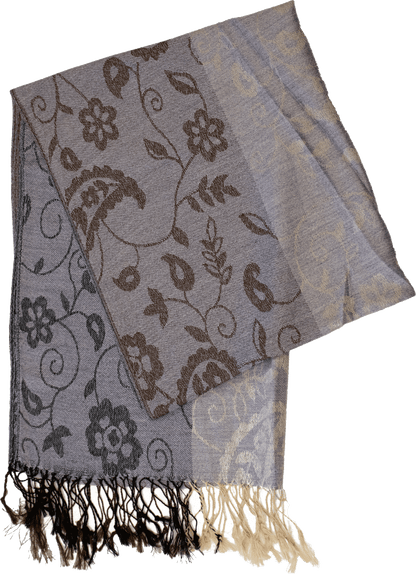 Blue gray striped paisley scarf