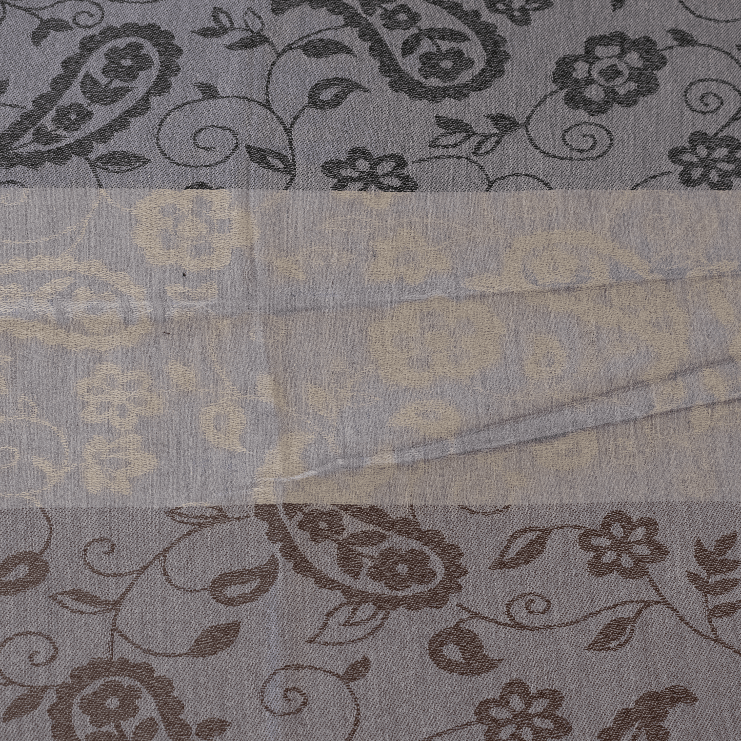 Blue gray striped paisley scarf