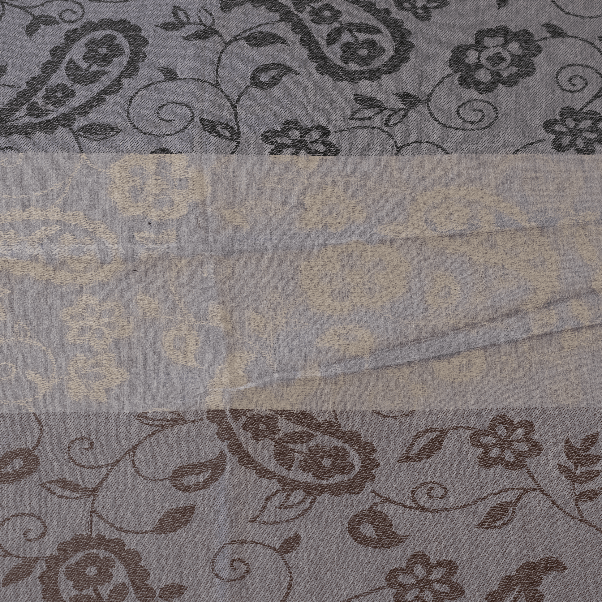 Blue gray striped paisley scarf