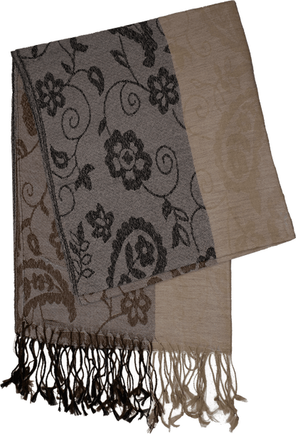 Light beige striped paisley scarf