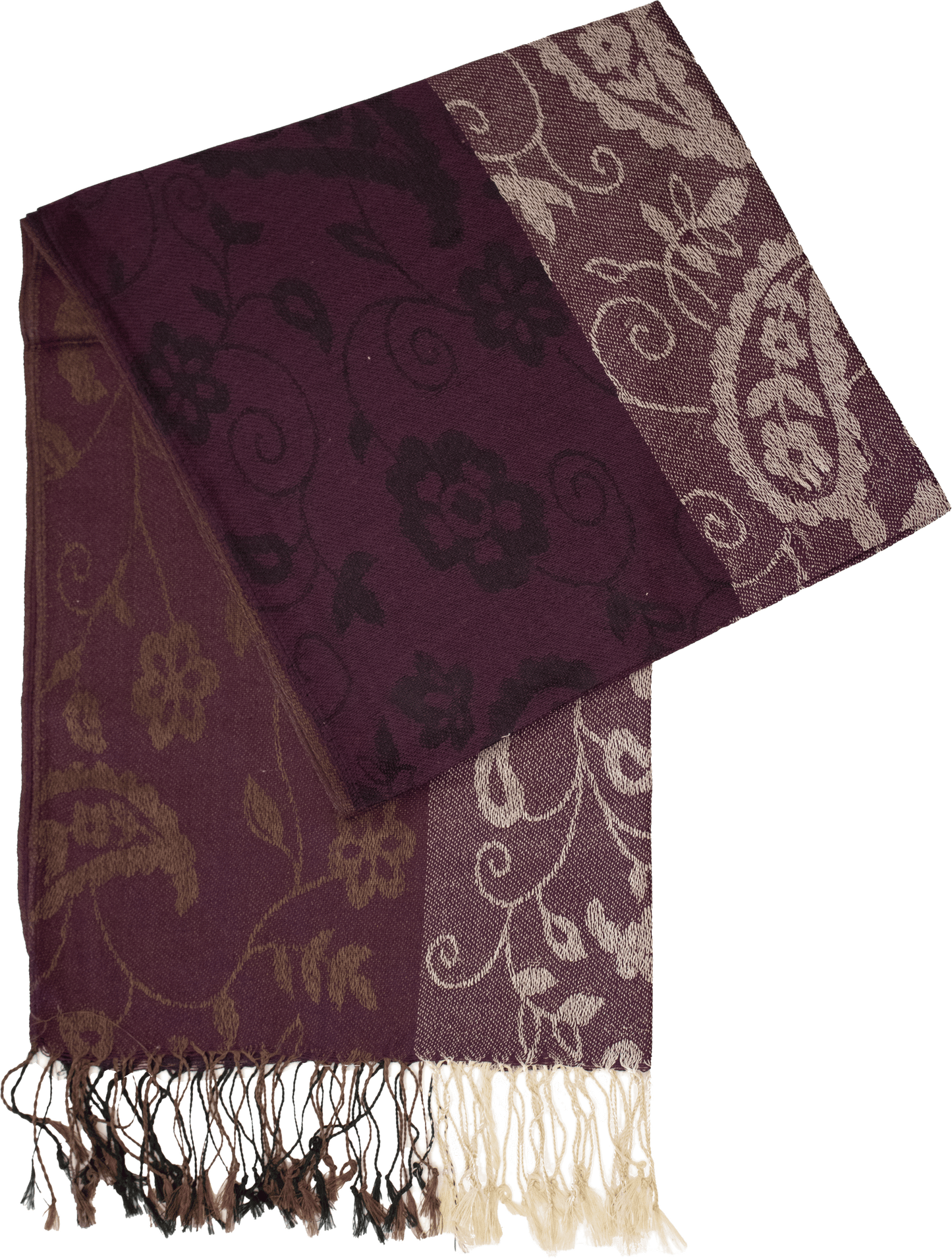 Black cherry striped paisley scarf