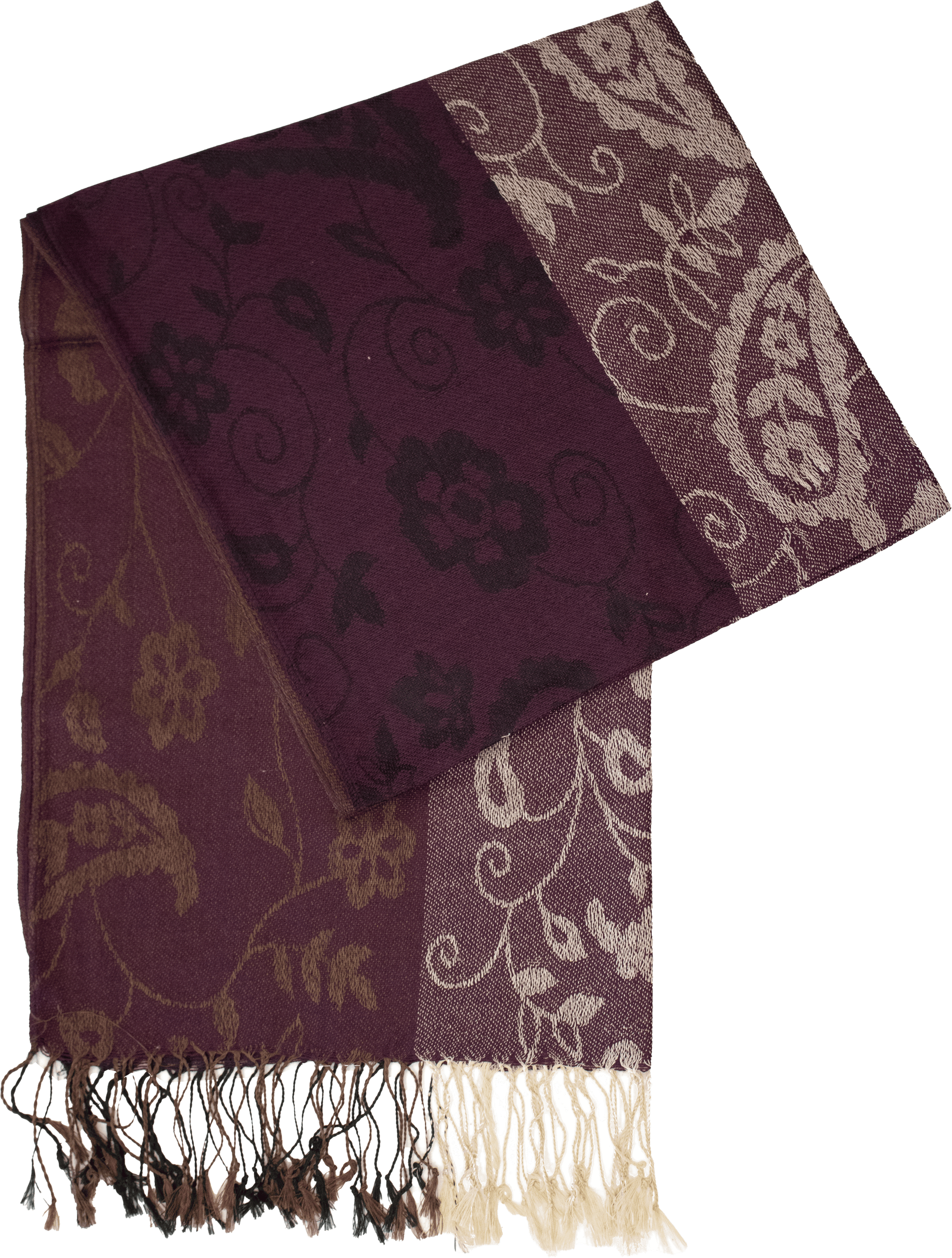 Black cherry striped paisley scarf