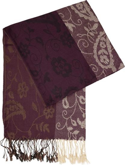 Black cherry striped paisley scarf
