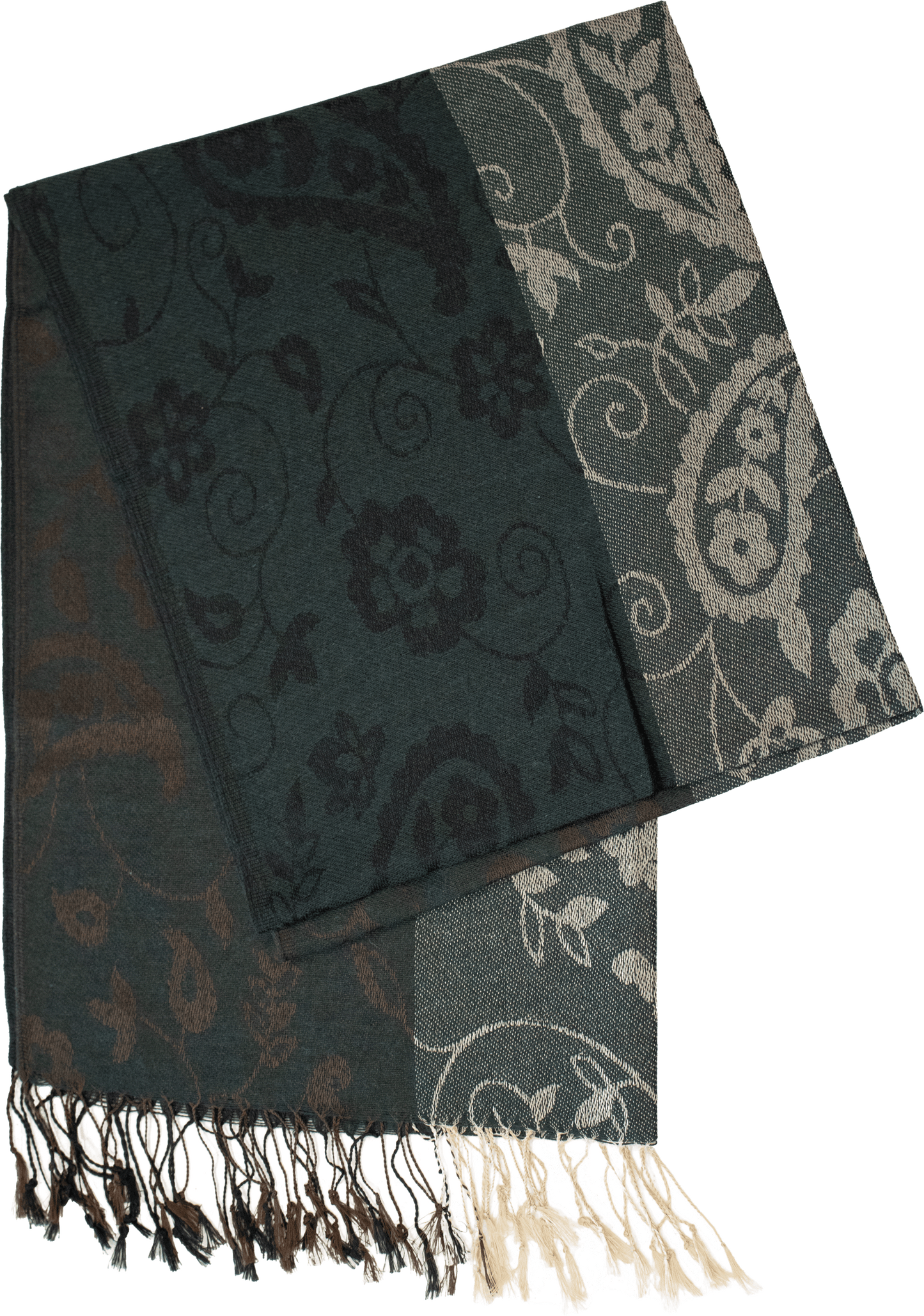 Dark teal striped paisley scarf