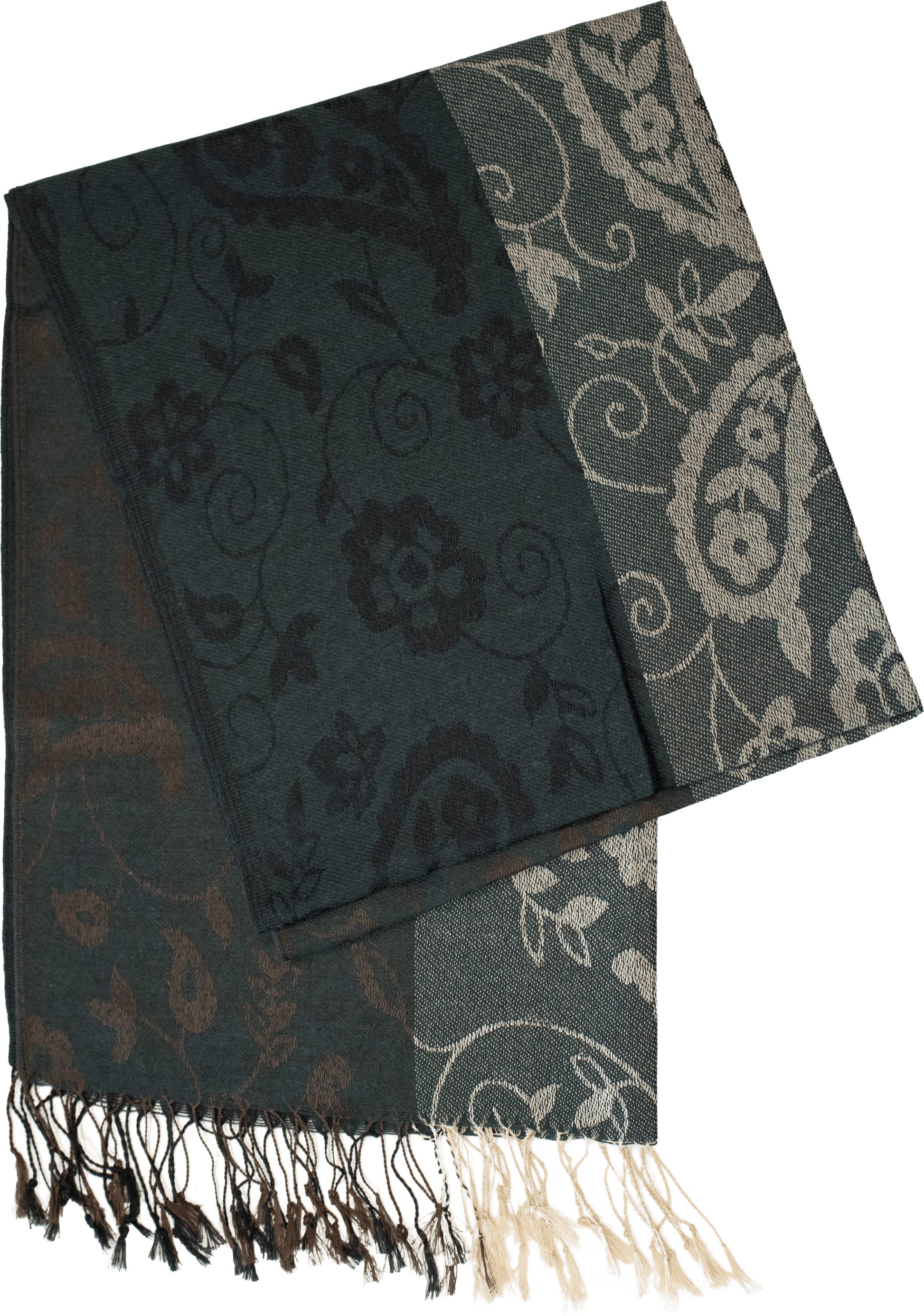 Dark teal striped paisley scarf