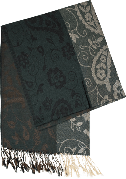 Dark teal striped paisley scarf
