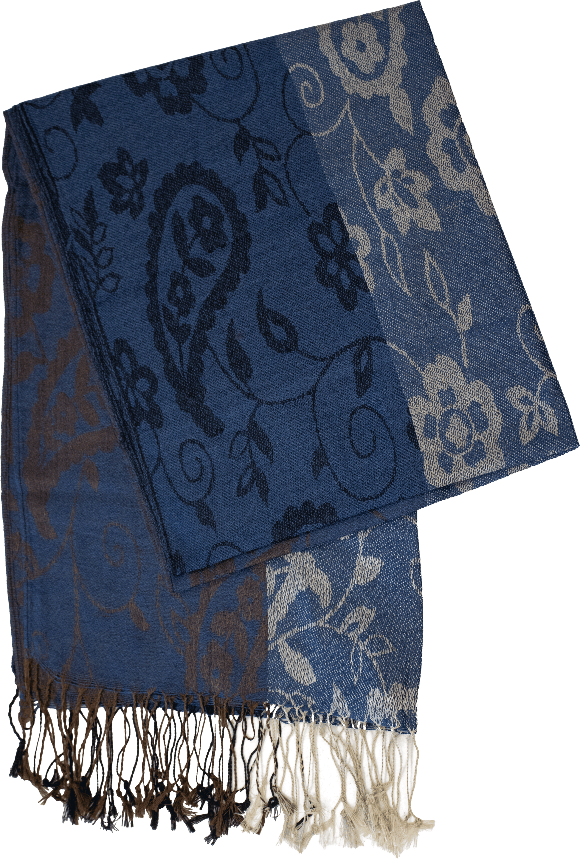 Blue striped paisley scarf