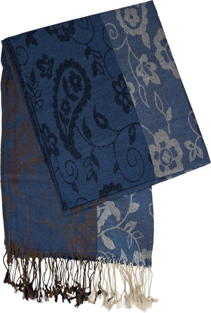 Blue striped paisley scarf