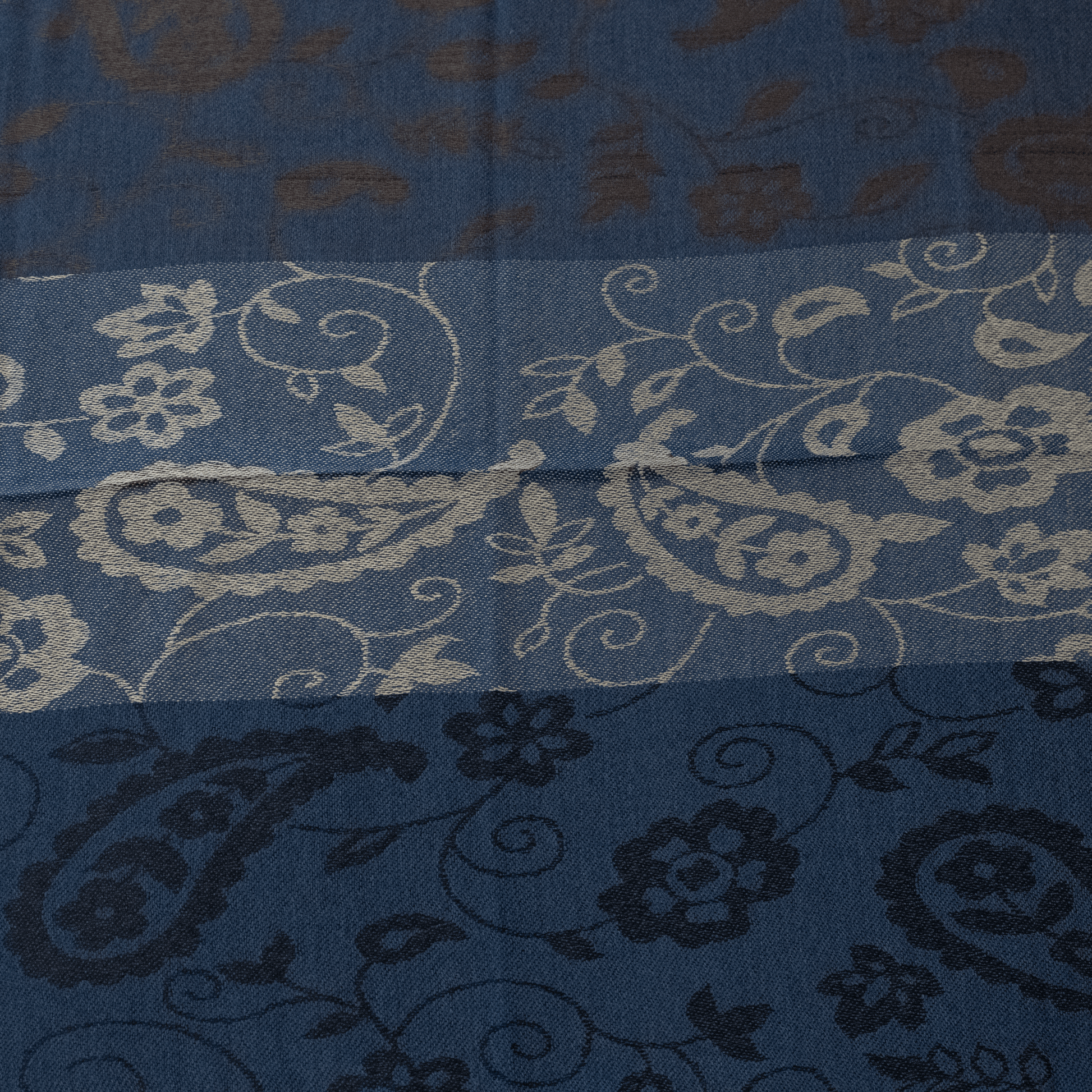 Blue striped paisley scarf