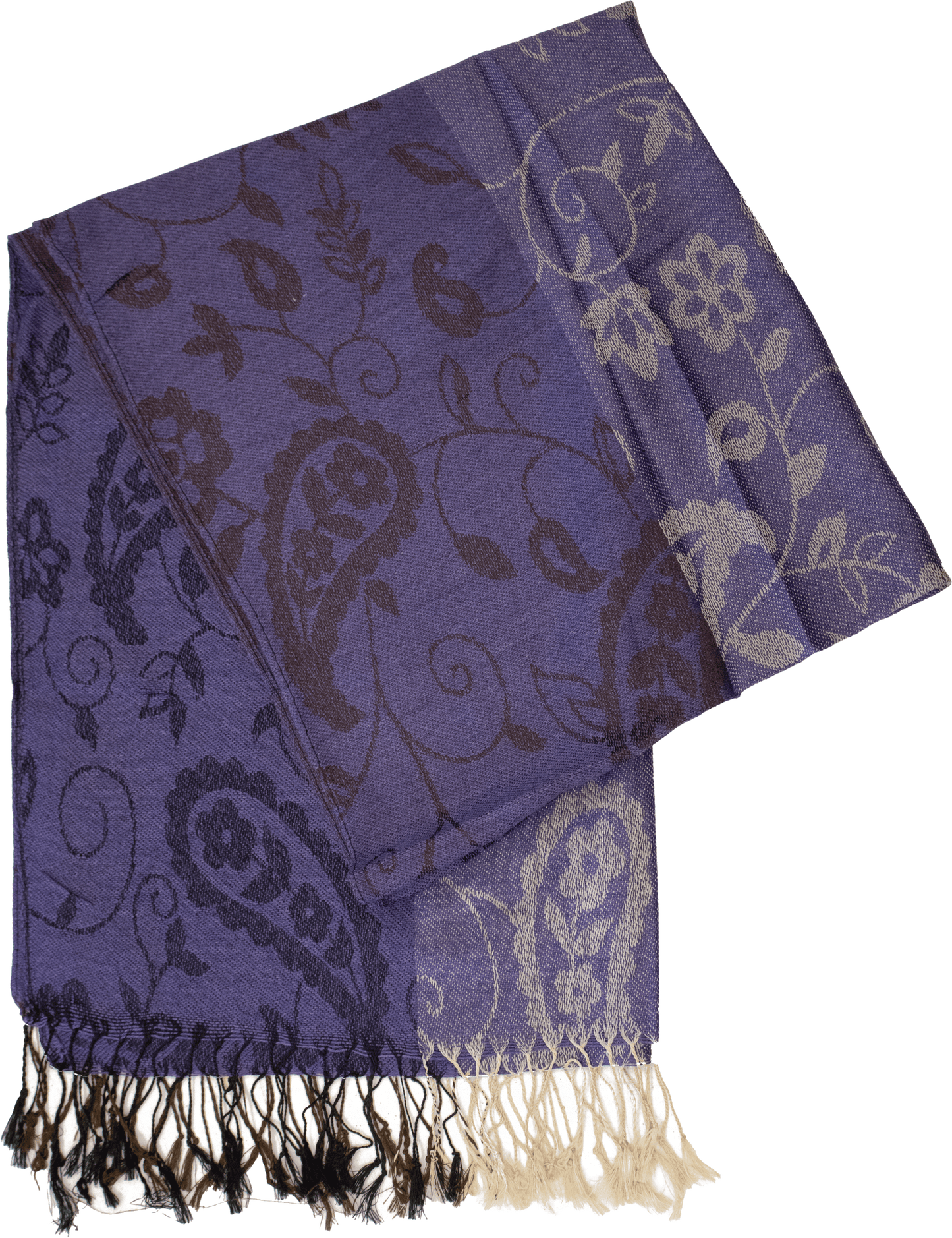 Purple striped paisley scarf
