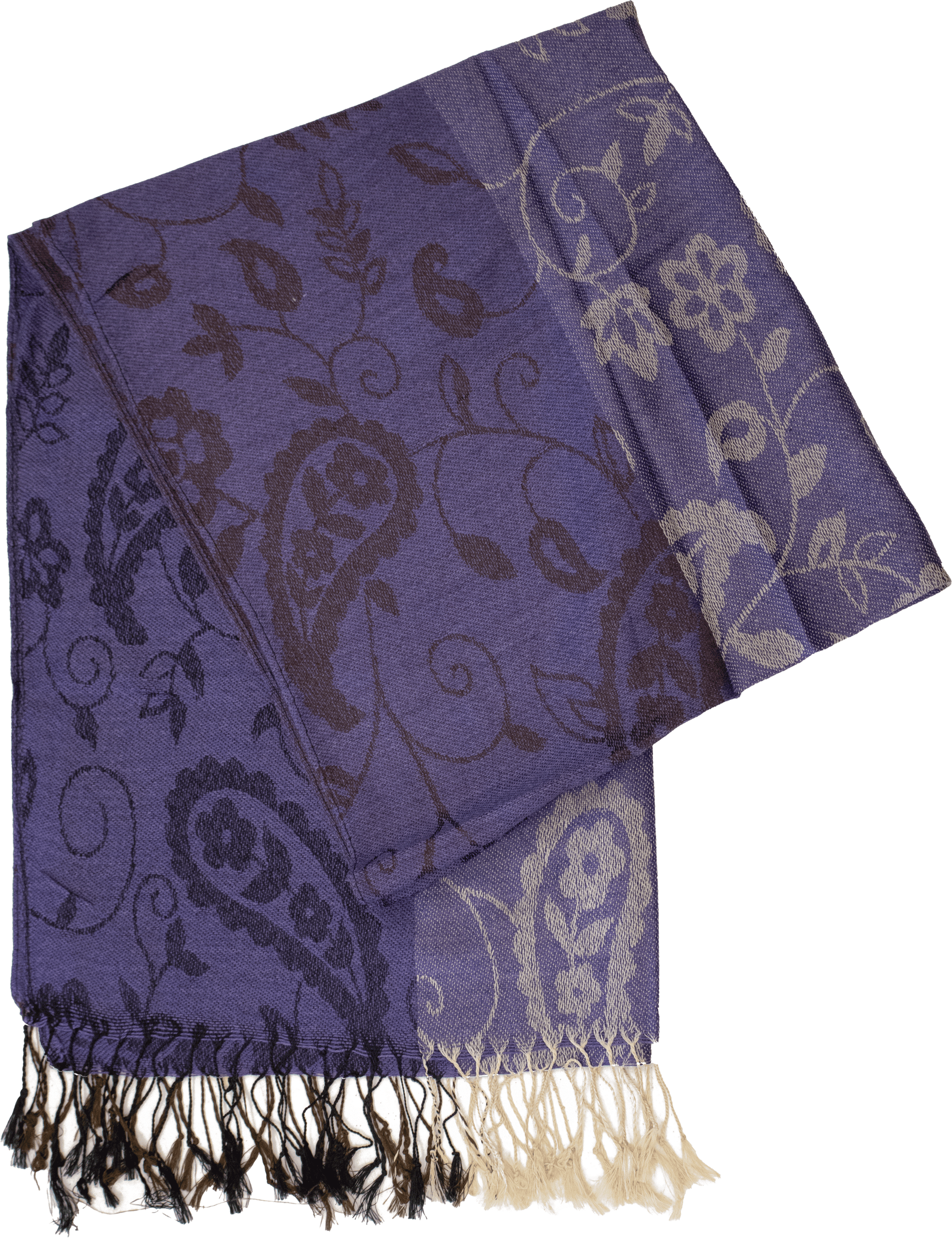 Purple striped paisley scarf