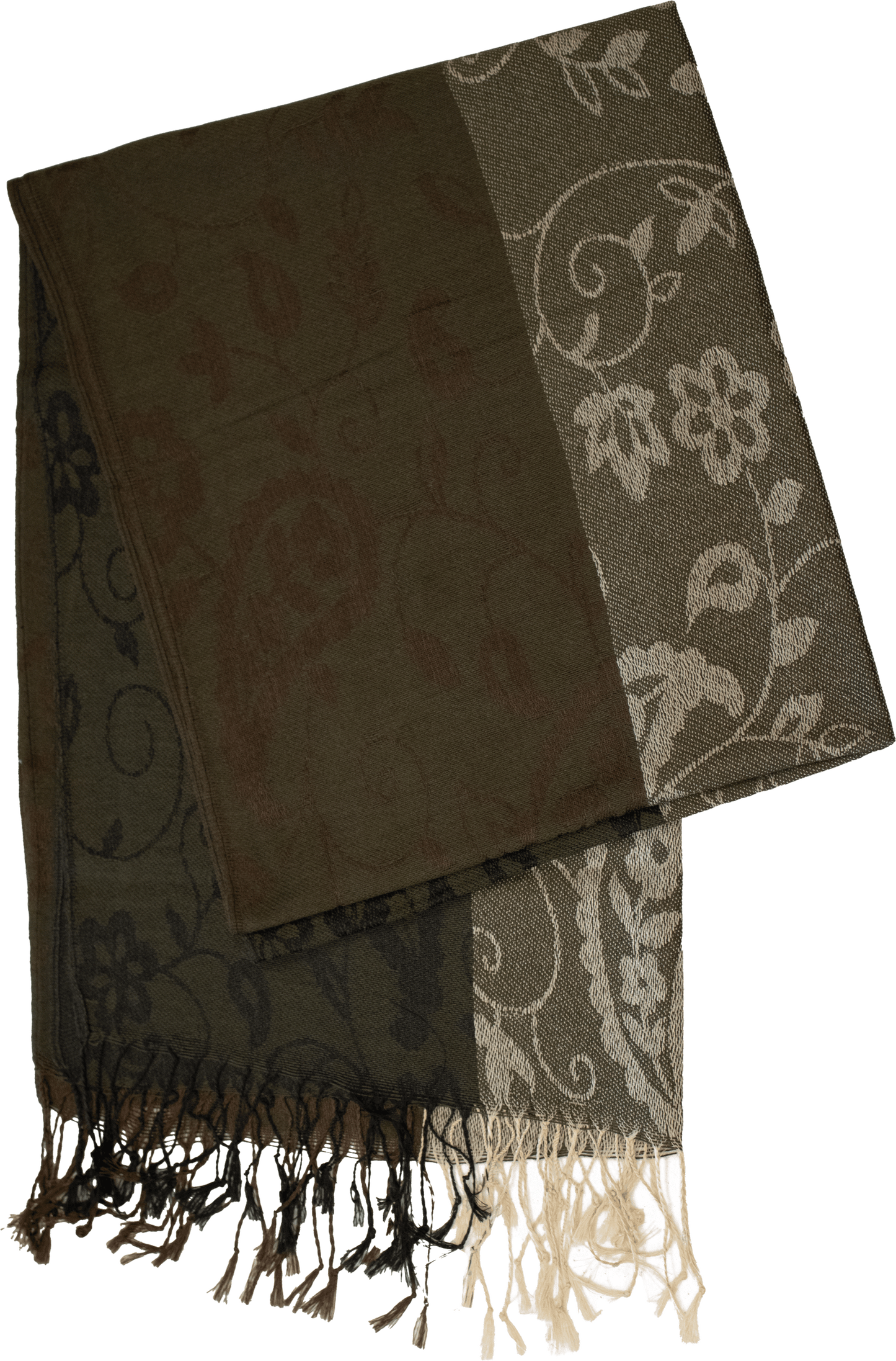 Olive striped paisley scarf