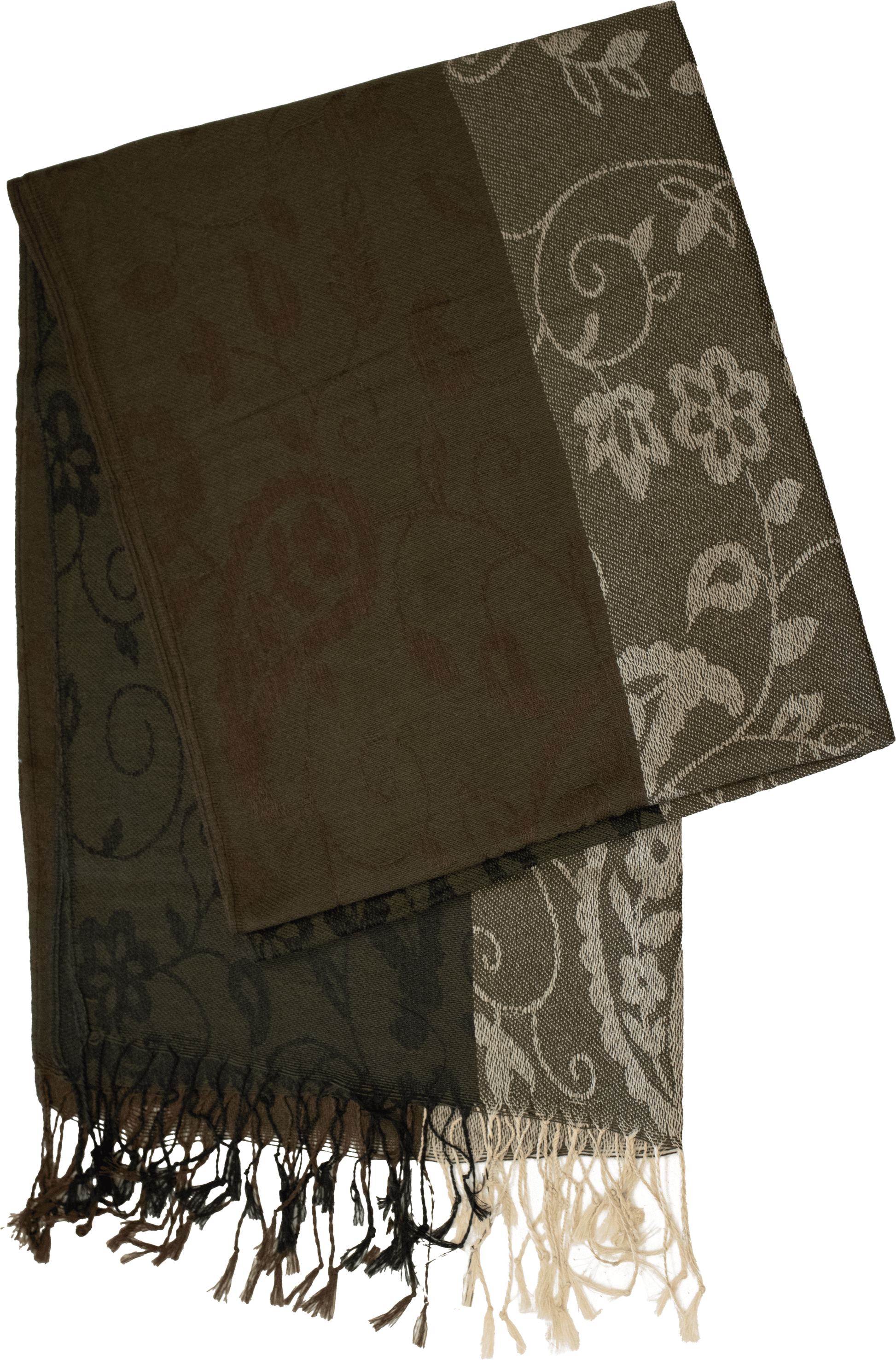 Olive striped paisley scarf