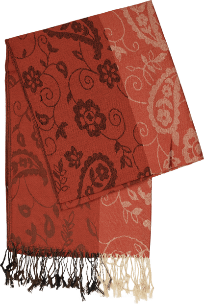 Burnt orange striped paisley scarf