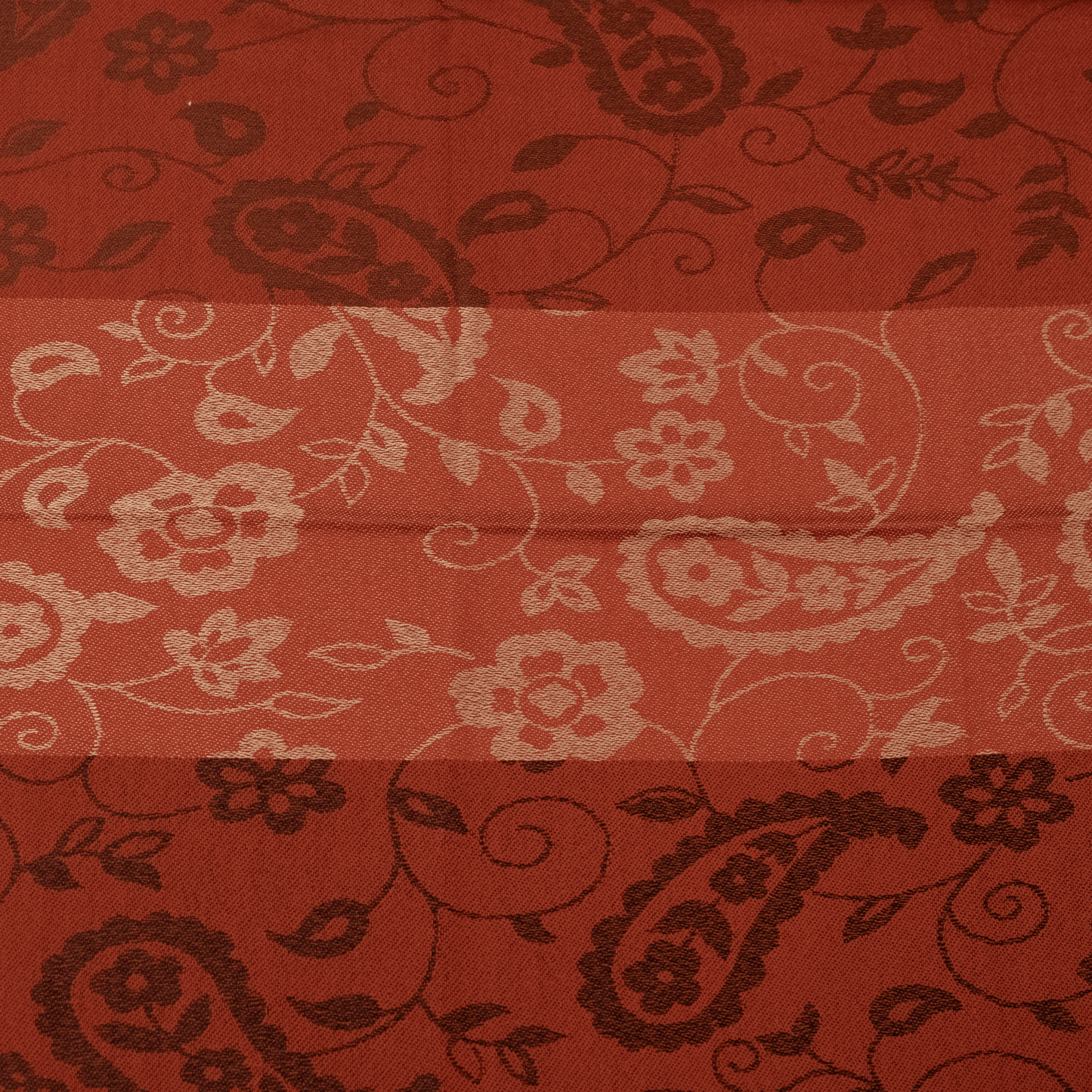 Burnt orange striped paisley scarf