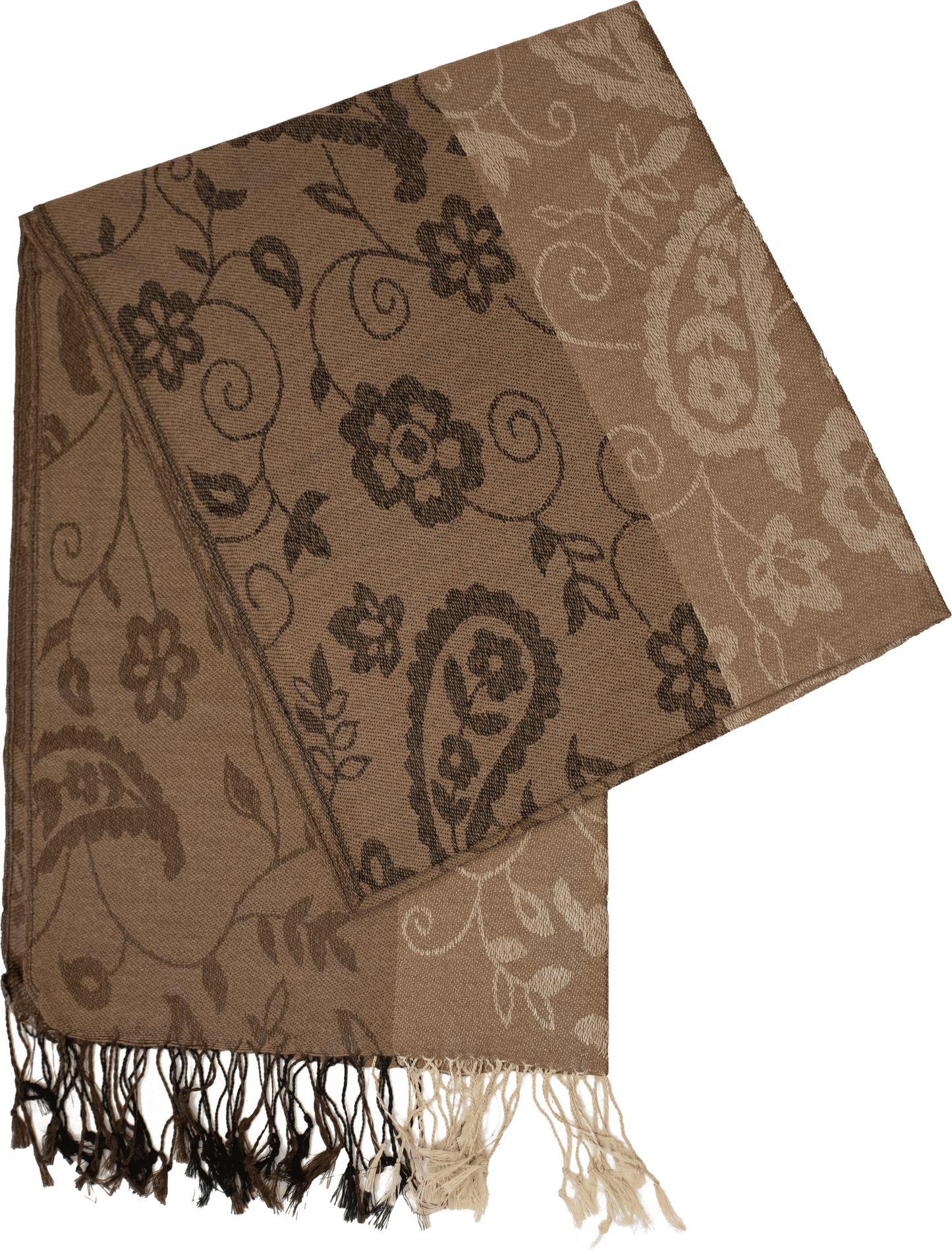 Tan striped paisley scarf