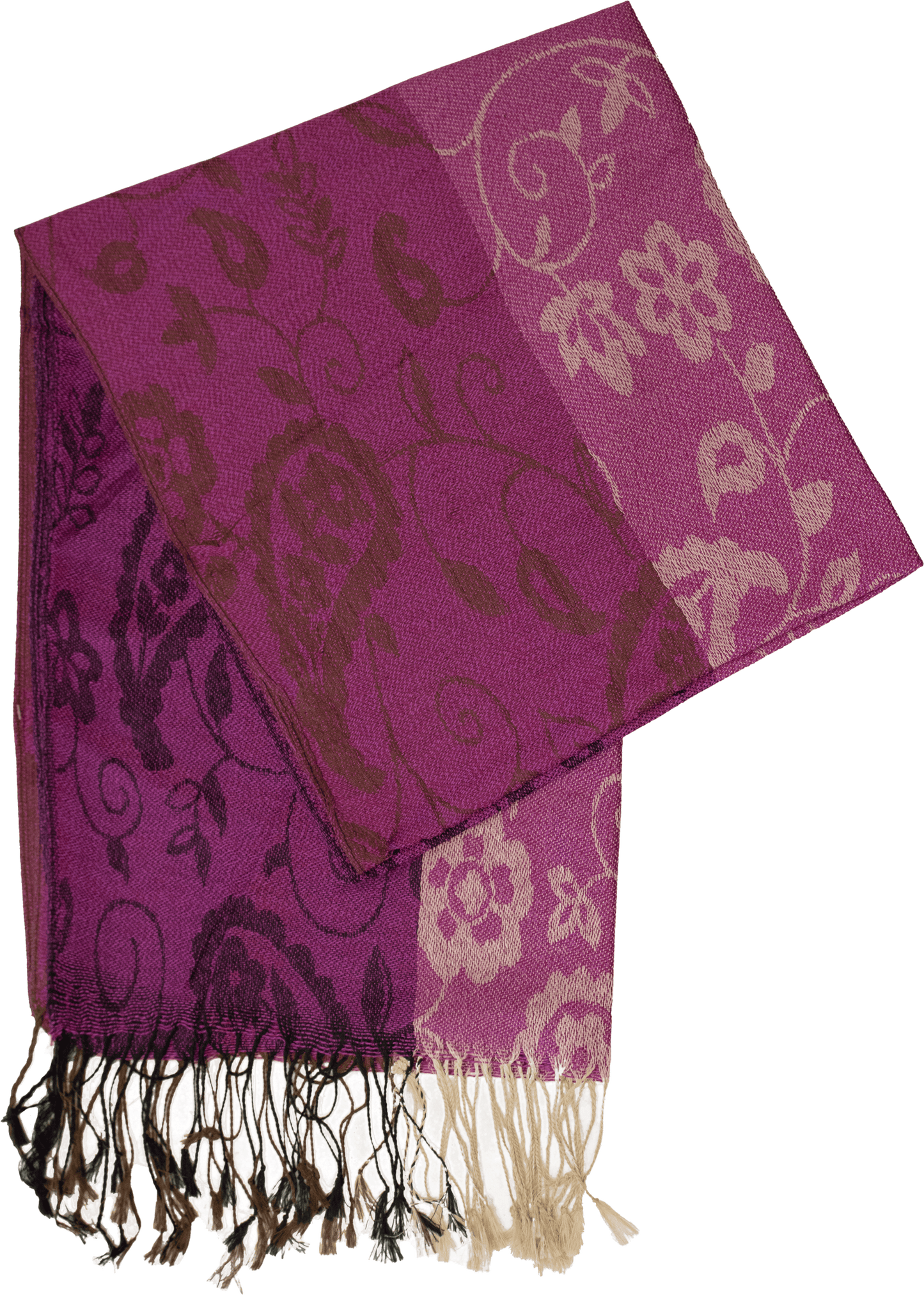 Magenta striped paisley scarf