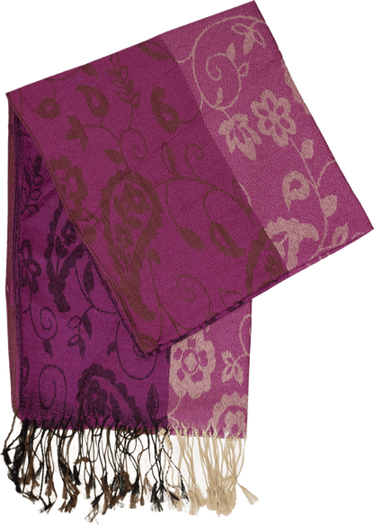 Magenta striped paisley scarf
