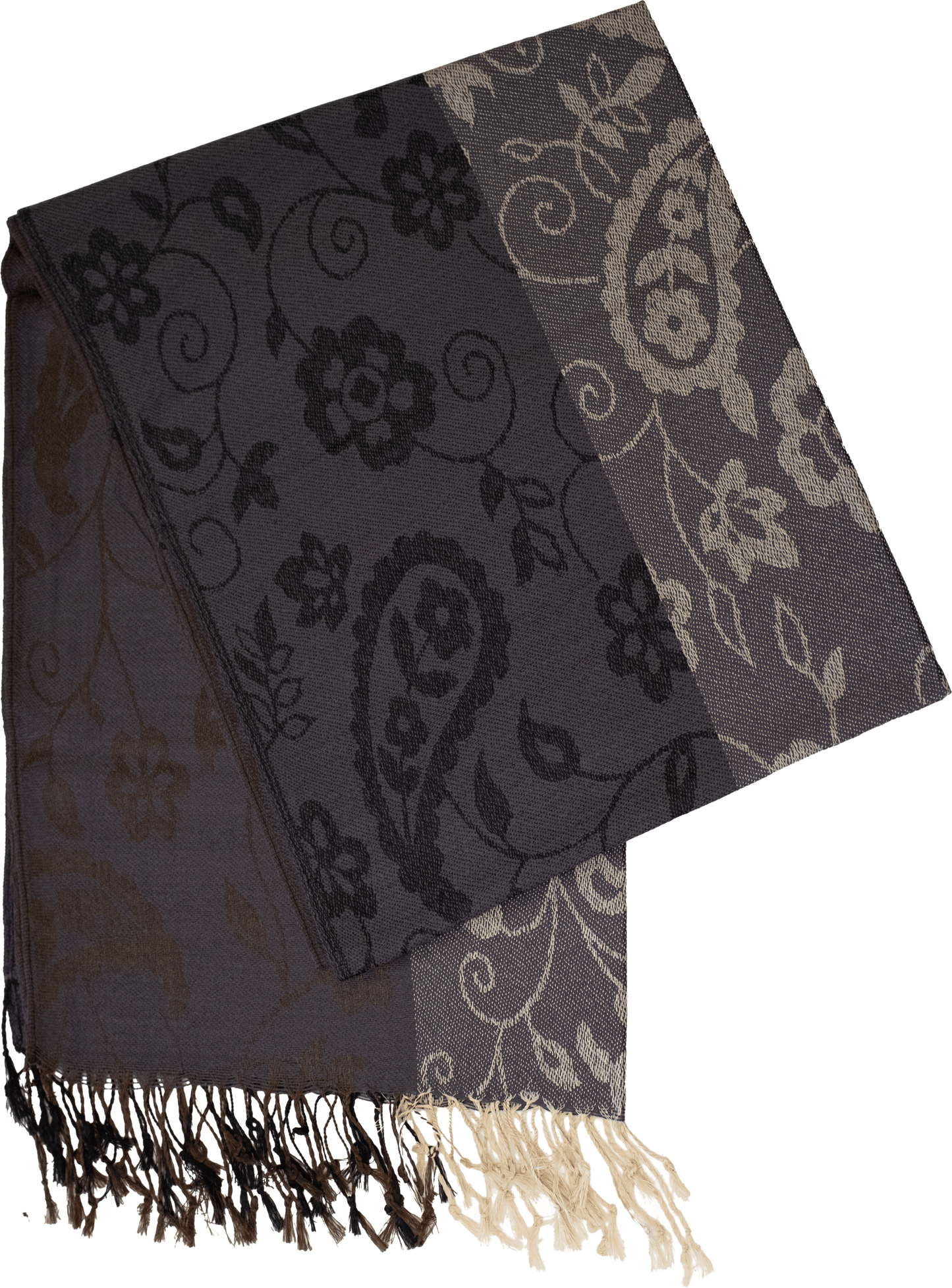 Charcoal striped paisley scarf