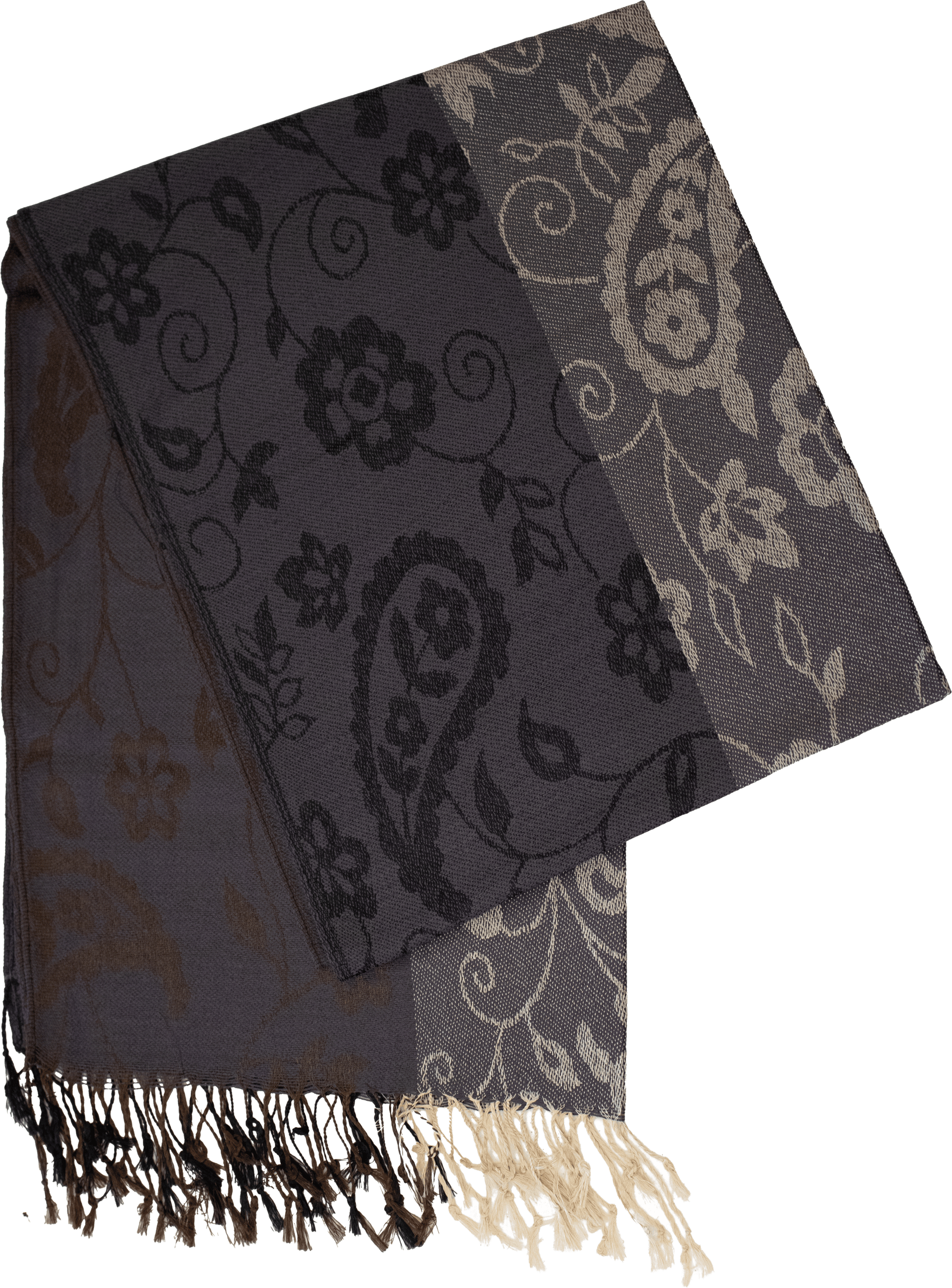 Charcoal striped paisley scarf