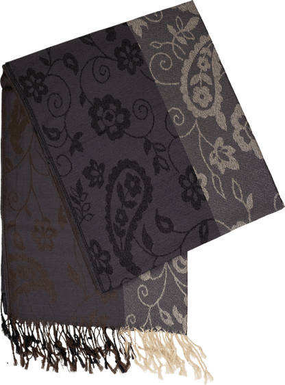 Charcoal striped paisley scarf