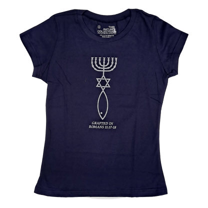 Dark Navy Blue Grafted-In Women's T-Shirt