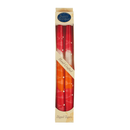Galilee Handcrafted Decorative Taper Candles - Red, Orange and White