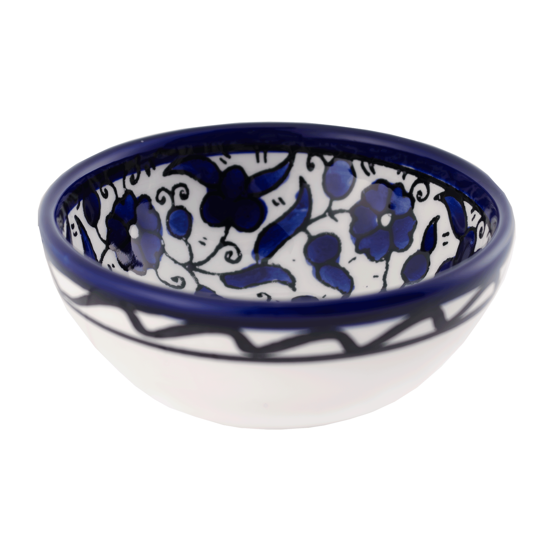 Small deep ceramic bowl in the Armenian style - Blue Floral